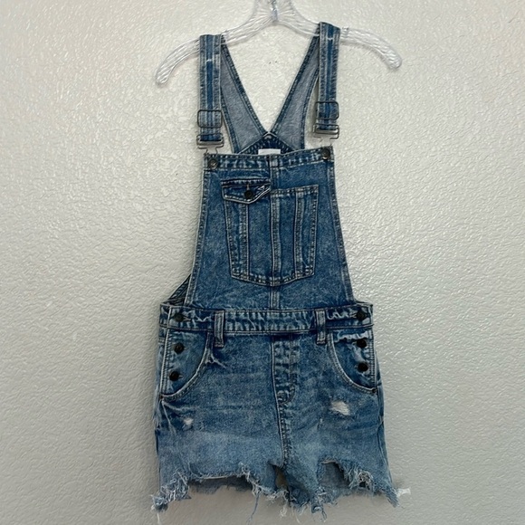 Hidden Jeans Frayed Acid Wash Jean Overalls Size S - Picture 1 of 7